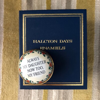 Halcyon Days Enamels  Always My Daughter..  Quote Trinket Box