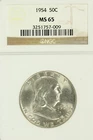 1954 Franklin Half Dollar : NGC MS65