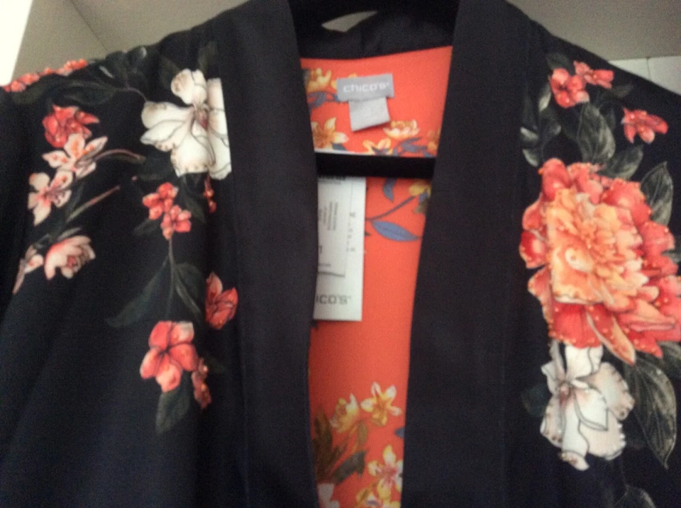 Chico's 10/12 Ladies Oasis Paradise Duster Jacket Kimono & Pants Trousers BNWT - Image 4 of 4