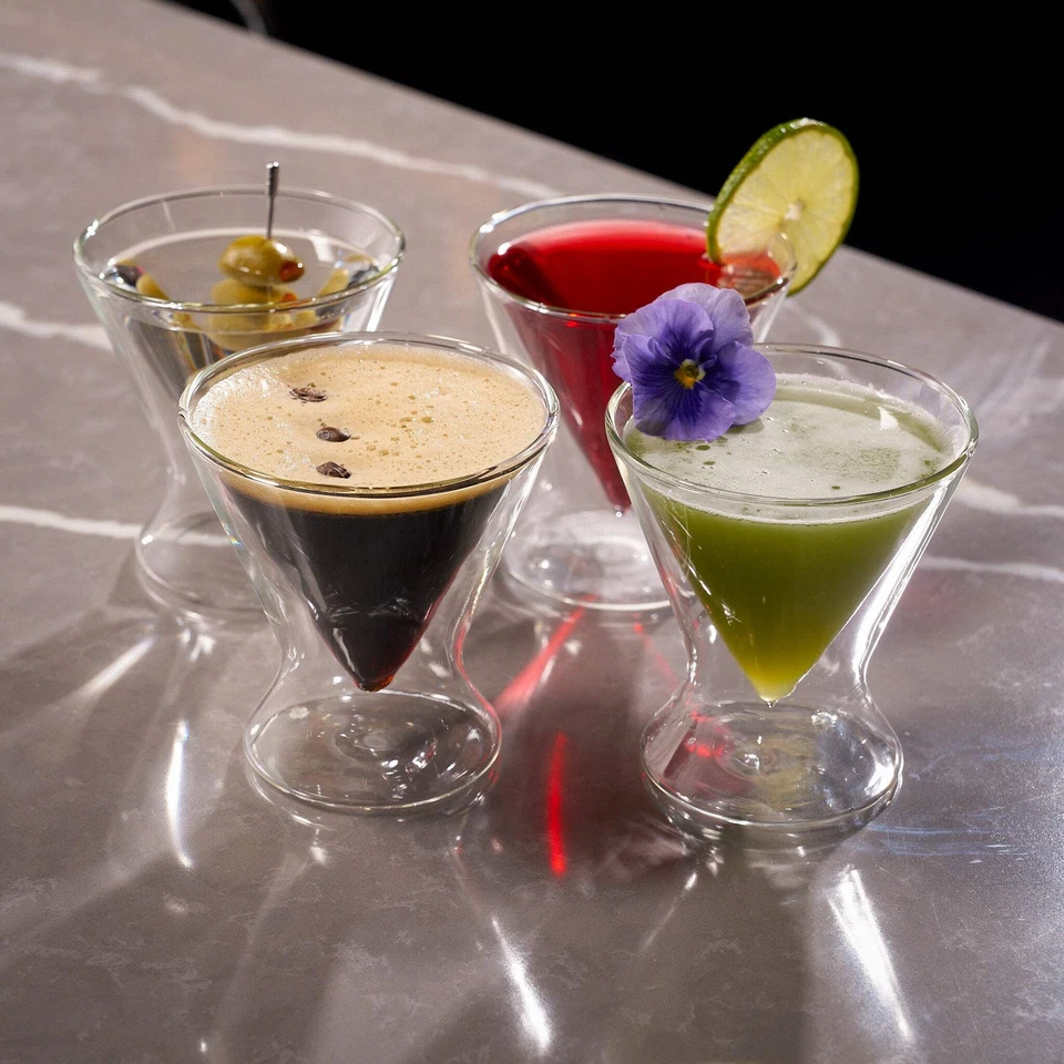 Copos Martini com base de anel de parede dupla sem haste - Conjunto de 4 - Imagem 3 de 4