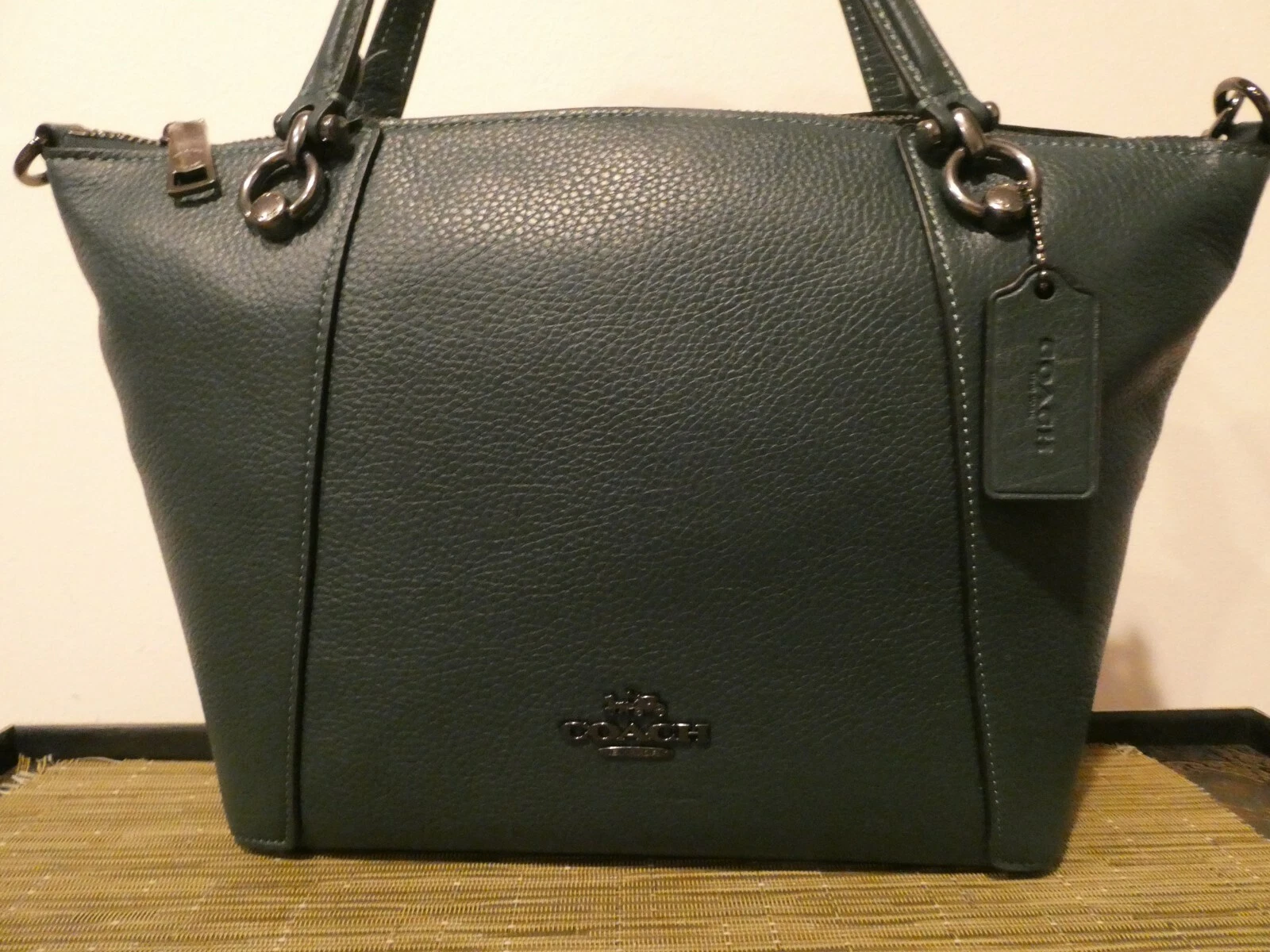 COACH Kacey Borsa a tracolla donna in raffinata pelle di ciottoli foresta C6229