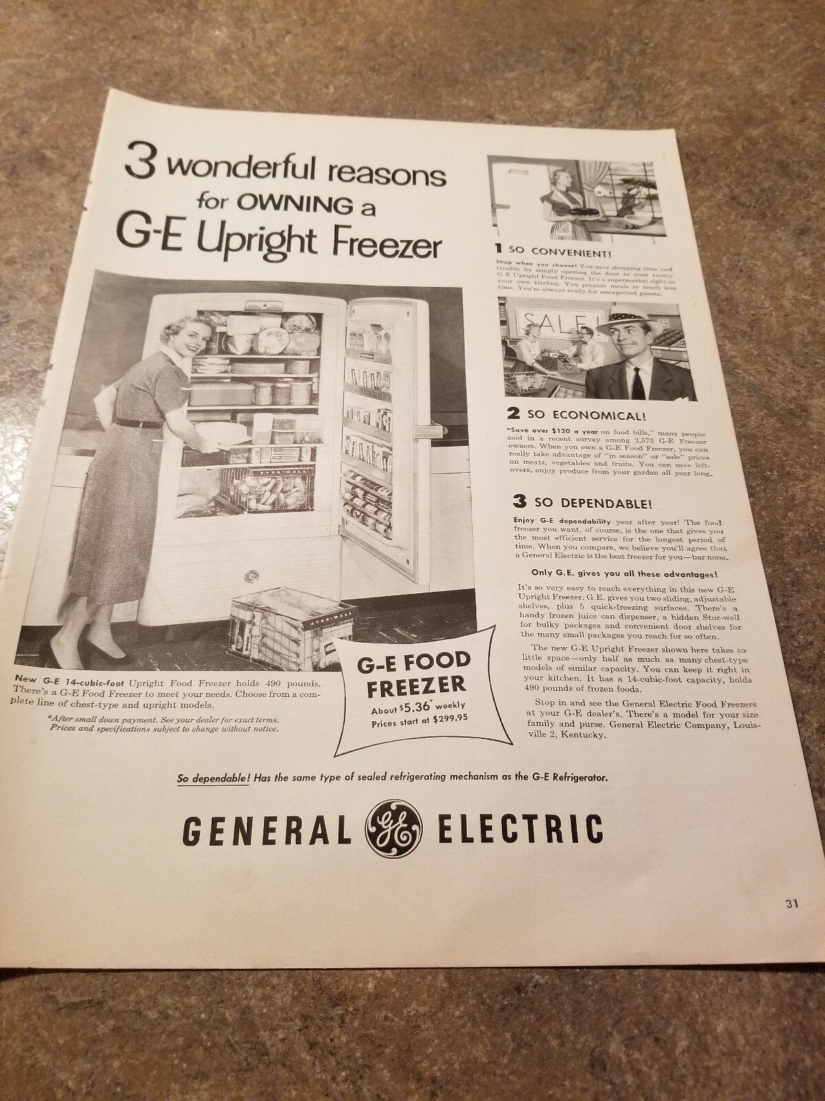 1953 Vintage Print Ad General Electric Food Freezer eBay