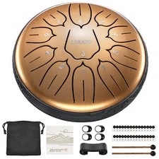 LEKATO Tongue Drum 6'' 11 Notes D Key Tune Percussion Zen Meditation Yoga Steel