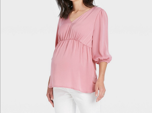Knit Woven Maternity Blouse Top 