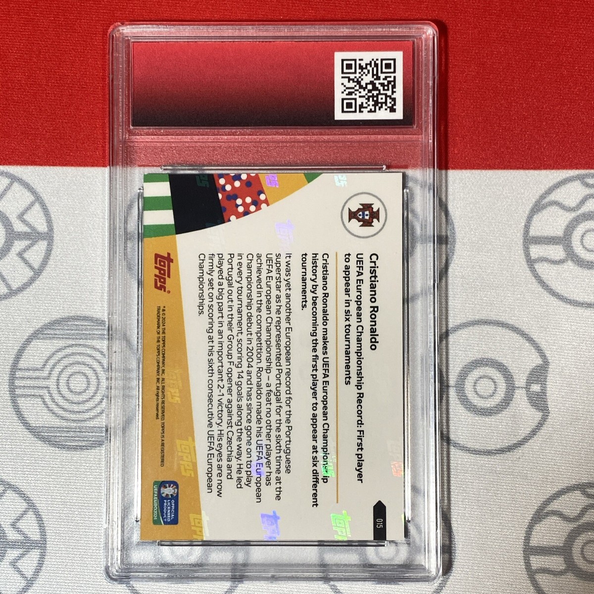 Graded 10 2024 TOPPS NOW UEFA EURO PORTUGAL CRISTIAN RONALDO #15