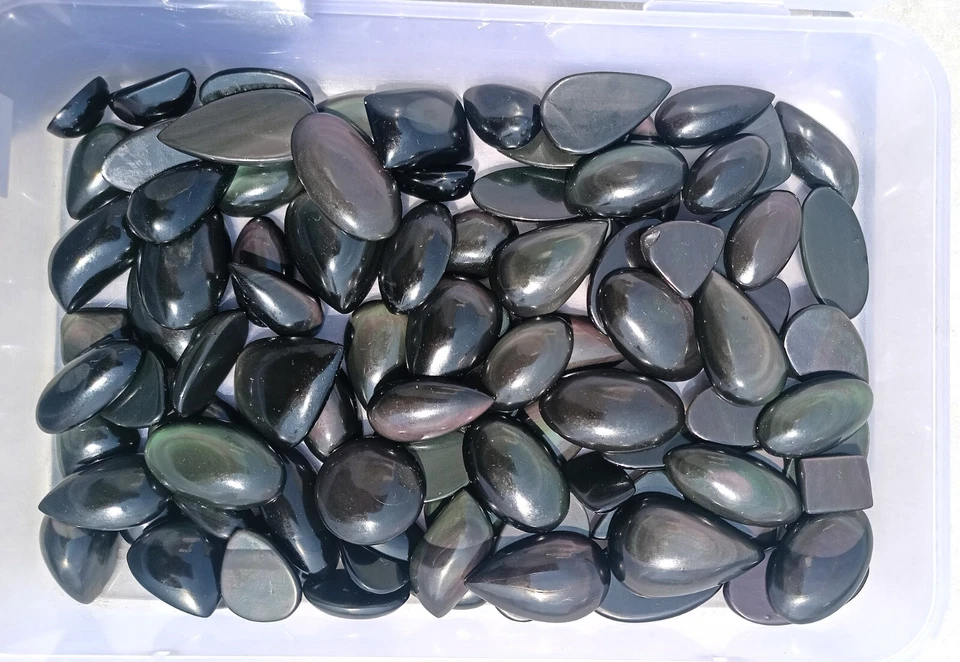 Cabujón de obsidiana arco iris natural gemas sueltas piedra preciosa de obsidiana natural 72110 Foto 4 de 4