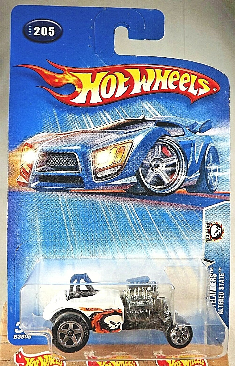 2004 Hot Wheels #205 Wastelanders ALTERED STATE White Metal-Engine w/Chrome 5 Sp