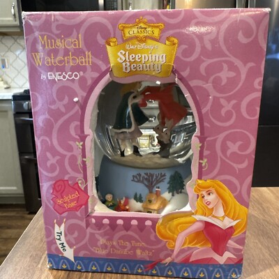 NEW Disney 2000 Sleeping Beauty Musical Christmas Snow Globe Water Ball SEALED