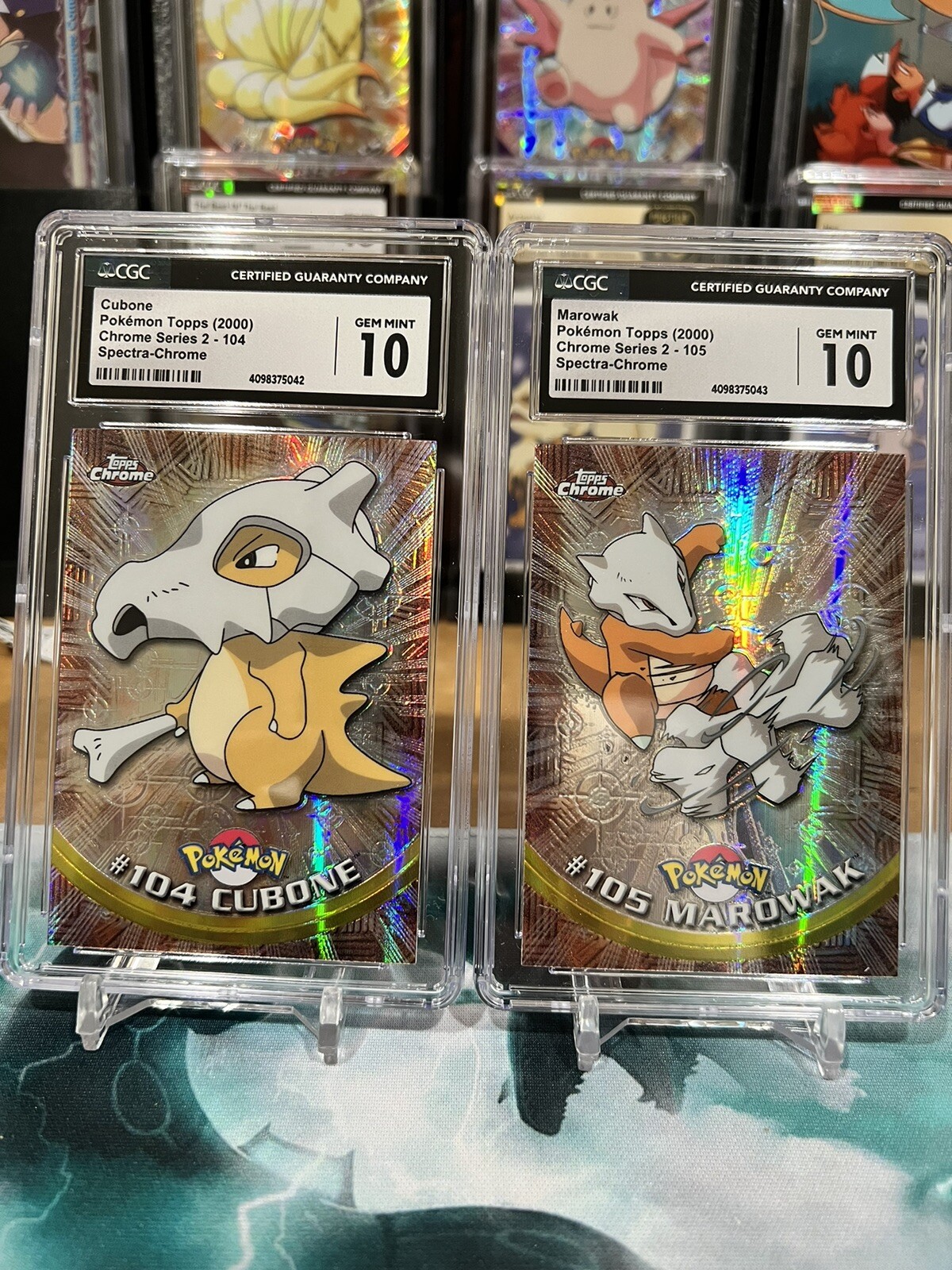 Cubone & Marowak Pokémon Topps Chrome Series 2 Spectra-chrome 104-105 Pop 3 Seq#