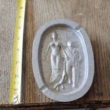 VINTAGE RISQUE ASHTRAY-MAN GRABBING WOMANS BUTT-ALUMINUM-FAST SHIPPING 