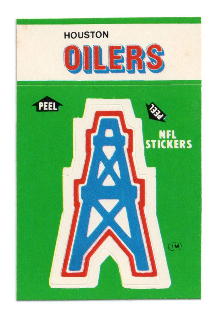 1980's HOUSTON OILERS STICKER CARD DUBBLE BUBBLE SOFT BACK eBay
