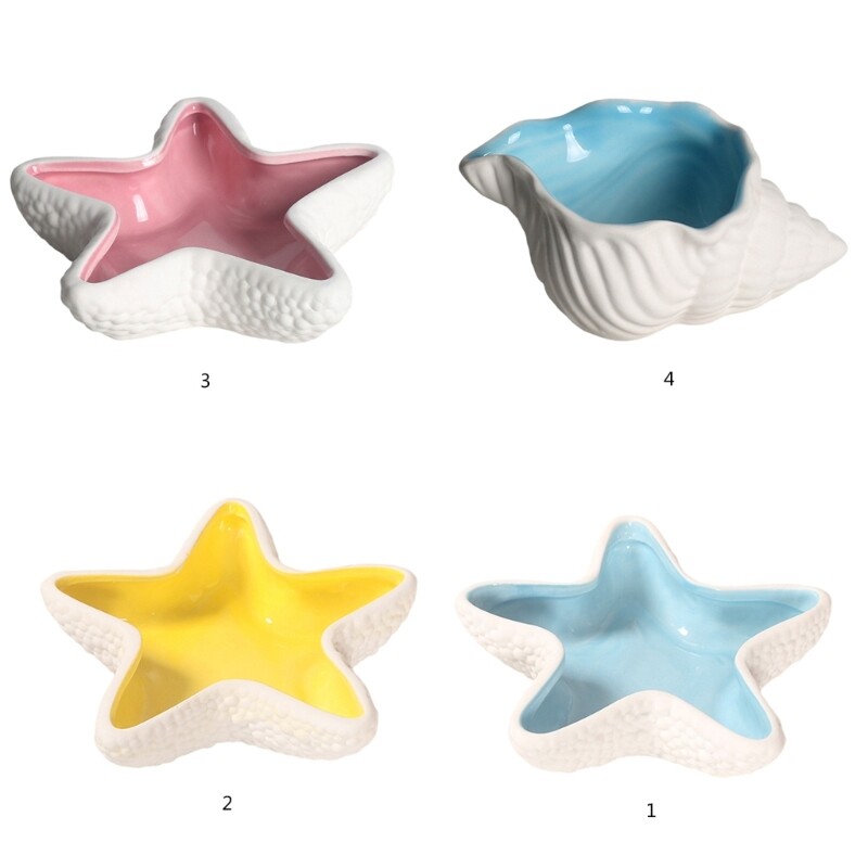 Ocean Conch Ceramic Tray Coastal Jewelry Storage Holder for Rings and Earrings