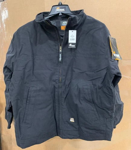 BERNE MENS COAT  QUILT LINED DUCK CANVAS BOMER JACKET - L - product listing photo