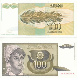 Yugoslavia-Yugoslavia-100-Dinara-1991-UNC-Pick-108