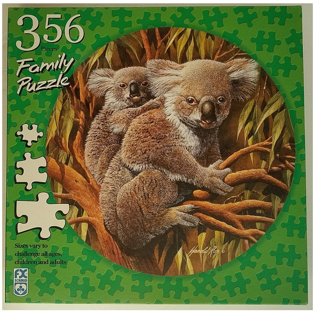 Koala Kin by Harold Roe; 356 Piece Circular Puzzle (F.X. Schmid