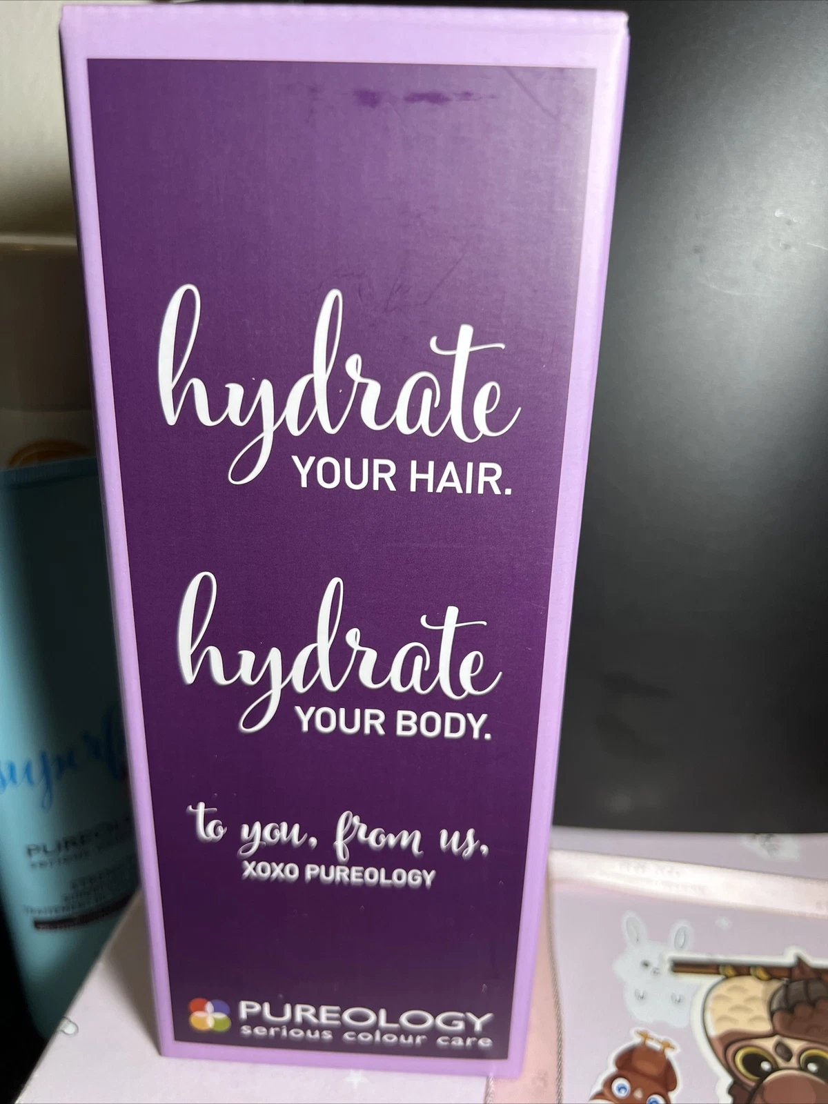 PUREOLOGY Hydrate Glass Infuser Water Tea Fruit Bottle w/ Bamboo Lid: NEW IN BOX