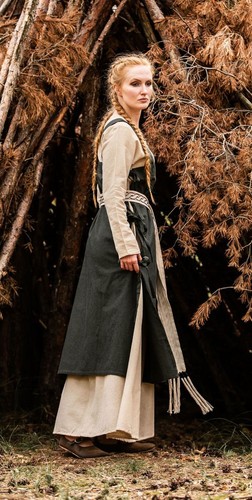 Mittelalter Überkleid Hildegard natur schwarz grün rot braun LARP Wikinger - Bild 11 von 24