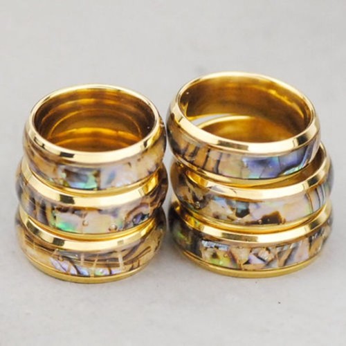 Venta al por mayor 50 Anillo de Cáscara de Abulón TOP Anillos de Acero Inoxidable ModaJoyería - Imagen 9 de 10