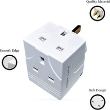 3 WAY SOCKET HOUSEHOLD MULTI PLUG FUSED ADAPTER UK MAINS 13AMP 240V AC 3 SOCKET