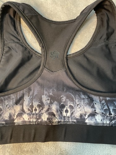 Sports Bra Crop Top Athletica Cirkus Harness Back Gym Sz Small Aust Made SKULLS - Picture 4 of 4