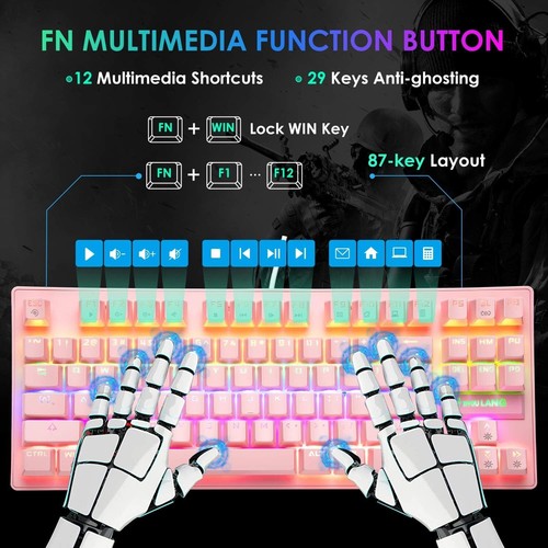 Freewolf K2 Wired Mechanical Gaming Keyboard, Rainbow Backlit for PS4, Laptop - Picture 7 of 40