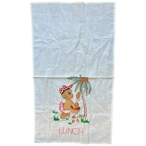 Vintage Mittagessen Küche Geschirrtuch Kokosnüsse fallen vom Baum MCM 15 x 24" - Bild 3 von 3