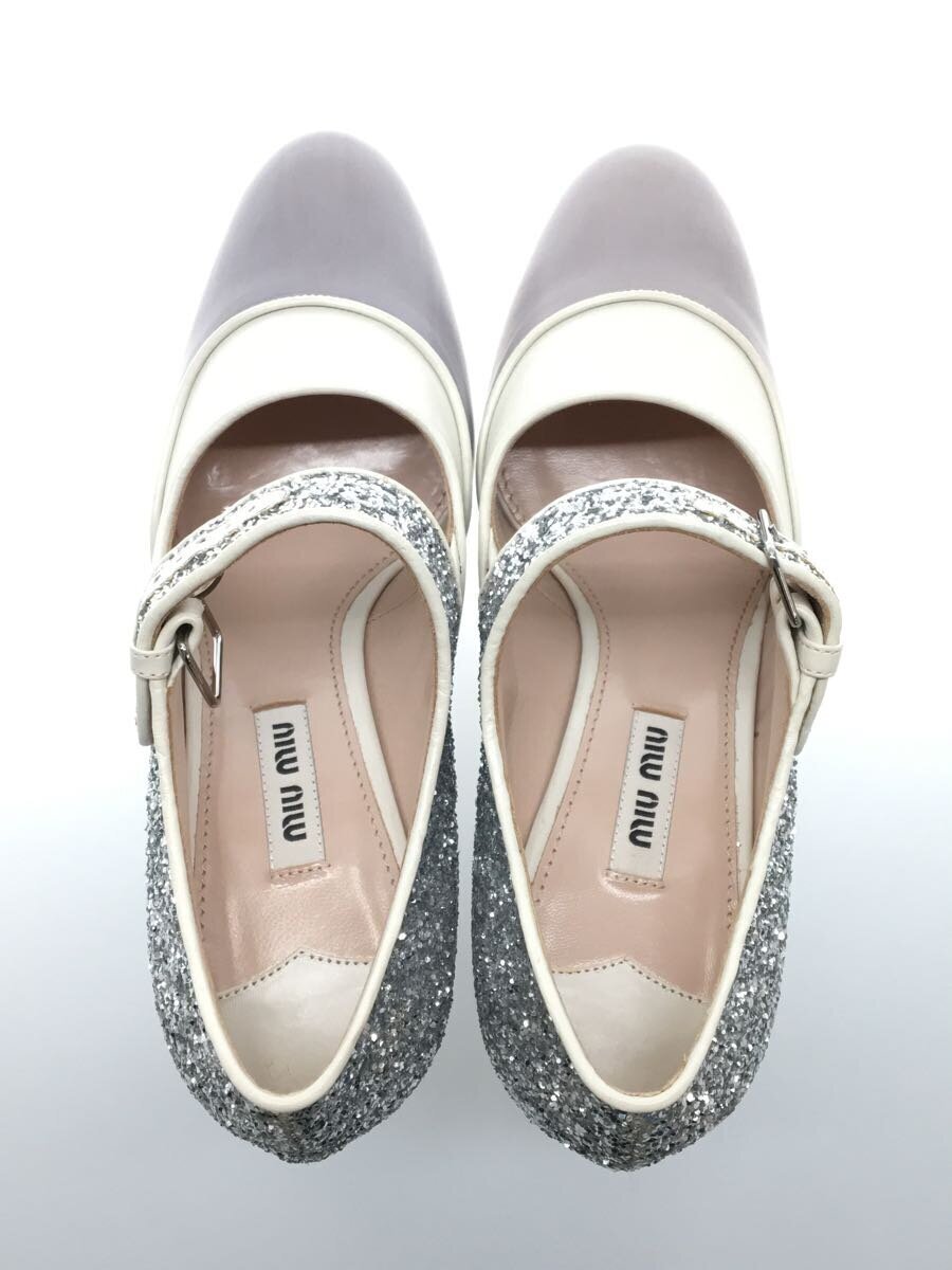 Miu Miu Women's Glitter Mary Jane Pumps in Gray and White