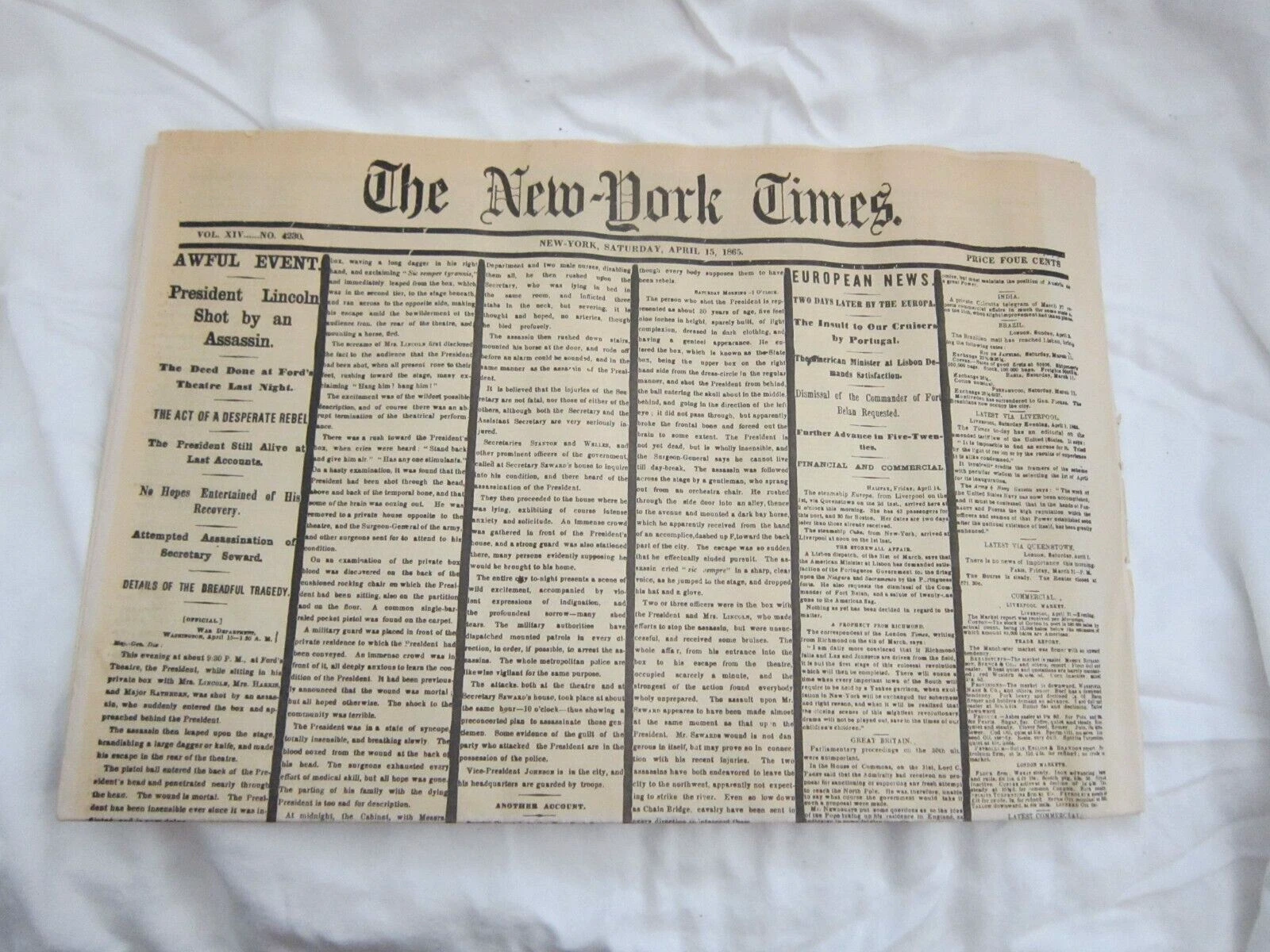 NEW YORK TIMES SEPTEMBER 23, 1862 -PRESIDENT PROCLAIMED ALL SLAVES TO BE FREED!! - Picture 1 of 4