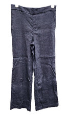 Ann Taylor Womens Wide Leg Dress Pants Sz 10 Blue Linen Blend Coastal Minimalist