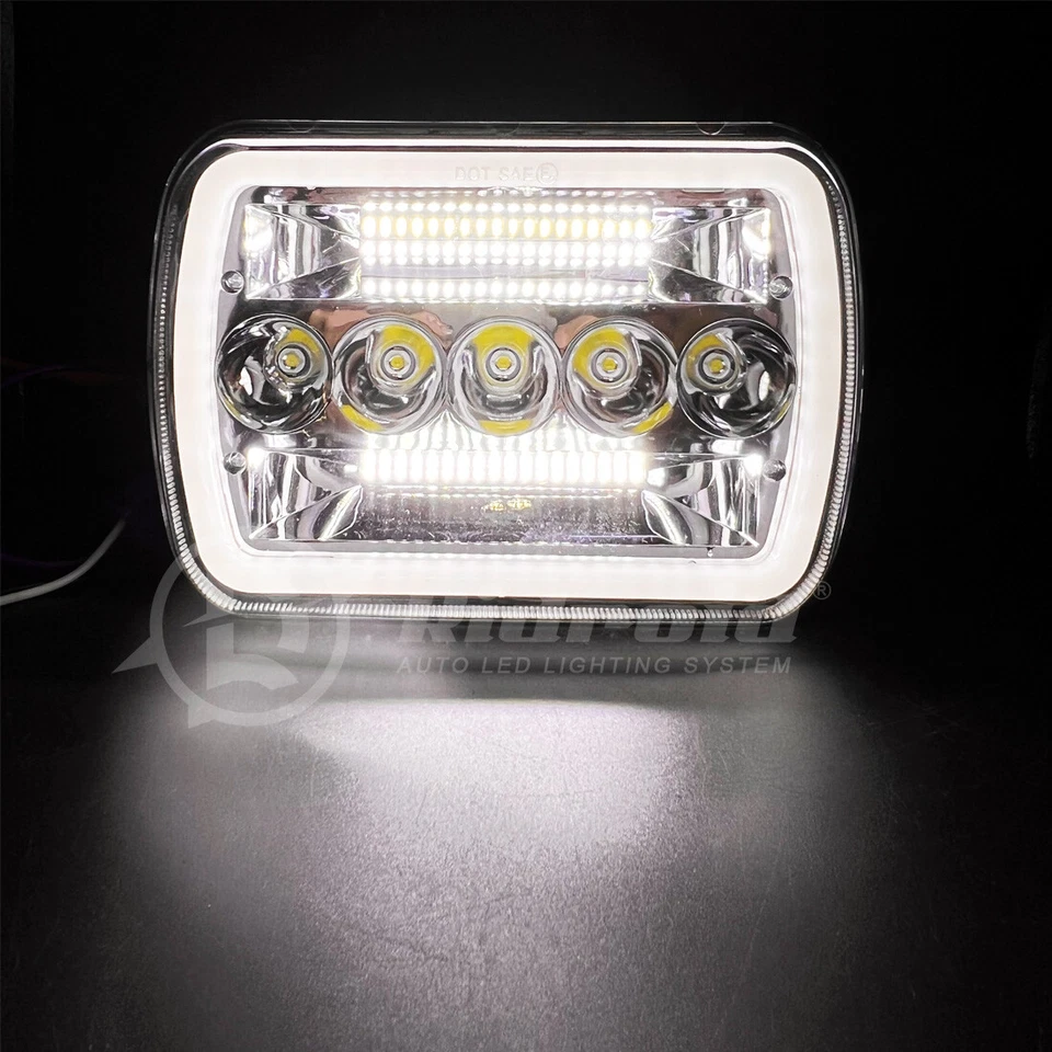 Хромированная светодиодная фара указатель поворота дневного света для Volkswagen Rabbit 7x6 дюймов 1979-1984 годов выпуска - Изображение 4 из 4