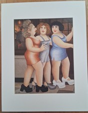 Beryl Cook mounted print - Girls in Satin Dresses