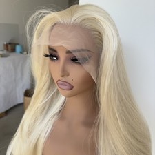Synthetic Hair Heat Resistant Bleach blonde Long Straight Lace Front Wig