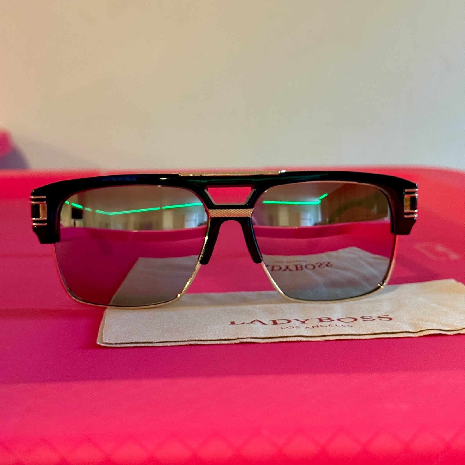LadyBoss Capitals Mirrored Black Sunglasses