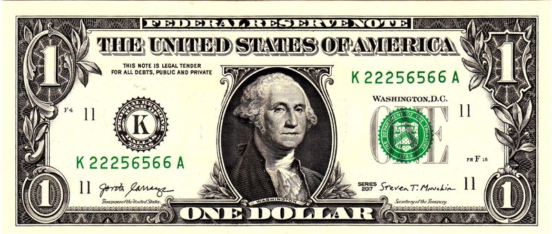 $1 2021 Fancy Serial  Uncirulated CU K22256566A