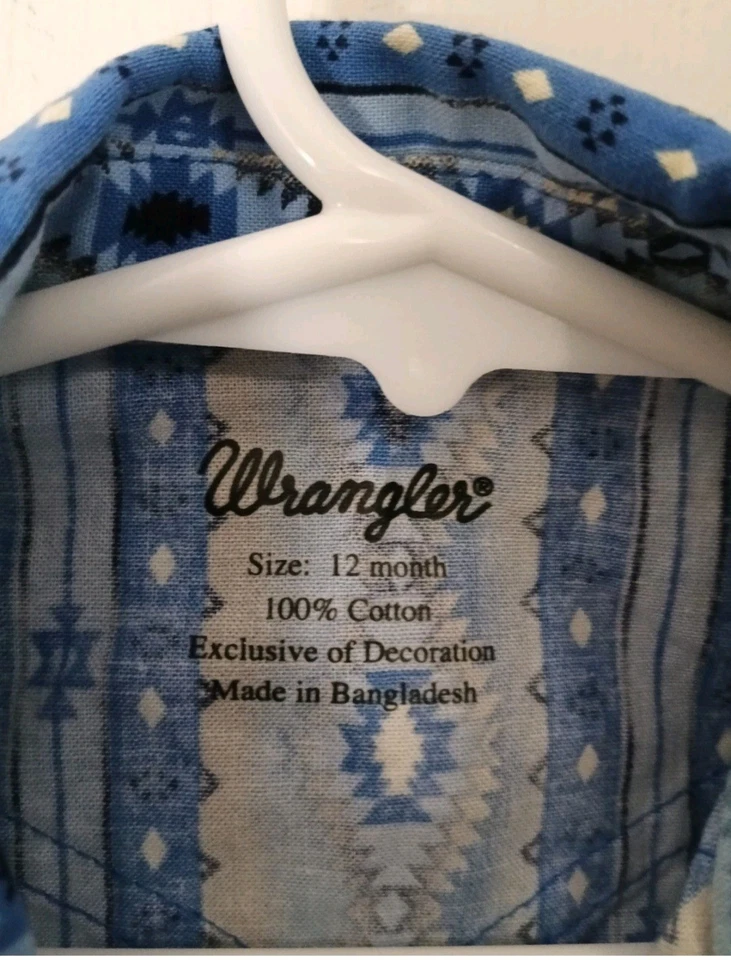 Camisa Western Wrangler Infantil Niño Manga Larga Talla 12 Meses Foto 2 de 3