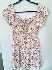 niami for francesca's puff sleeve floral smocked mini dress