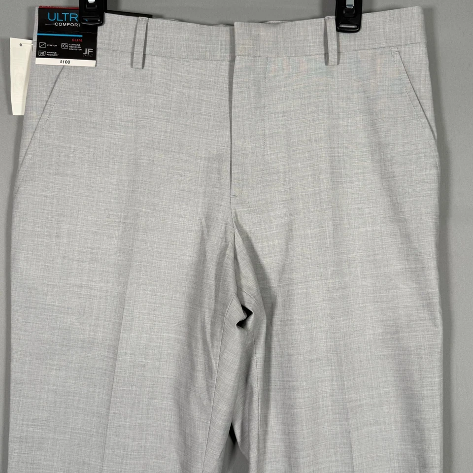 JF J.Ferrar Ultra Comfort Gray Slim Pants Men's 32x32 Pockets Stretch Flat Front - Image 2 of 4
