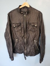 Black 100 Leather Mens Moto Jacket with Front Zip L