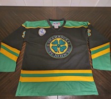St John's Shamrocks Hockey Jersey Rhea 3 Green Size Medium Stitch NHL Authentic 