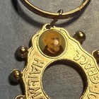 Gold Tone Religious Cross Medal Keychain Photo Insert Latin Text "VIA GRATIA" — photo 3