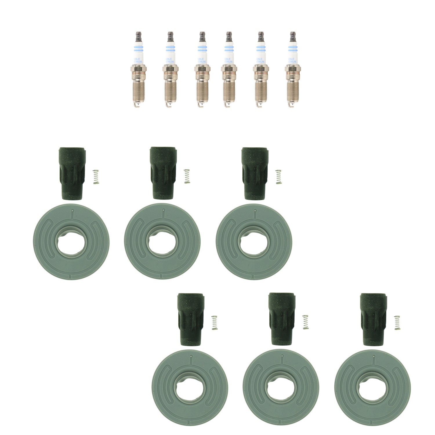 Bosch 6 Double Platinum Spark Plugs  NGK Coil Boots Kit for 6 CX-9 Edge V6