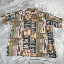 Tori Richard Honolulu Hawaiian Shirt Mens L Geometric Cotton Lawn USA