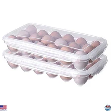 XBY-US 2-Pack Egg Storage Containers with Lids - Holds 36 Eggs, Ideal for Fridge