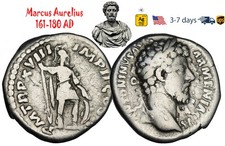 Ancient Roman Empire Coin Silver Denarius Marcus Aurelius 161 180 AD #33537