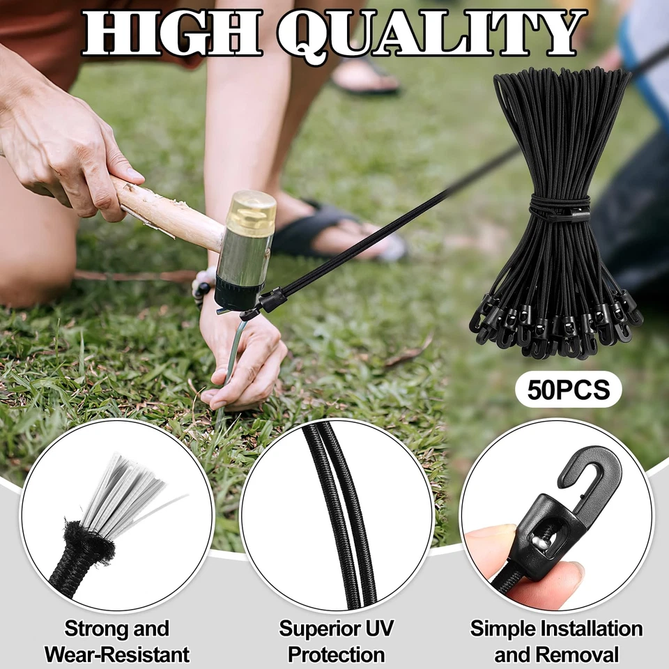 Spanngummi mit Haken 25 cm, 50 Stück Expander mit Haken, Multifunktional Plan... - Bild 2 von 4