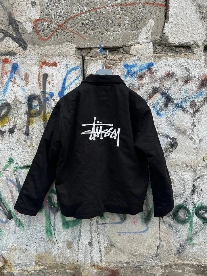 Редкий винтажный Stussy Детройт куртка черный молнии большой логотип размер M - Изображение 2 из 4