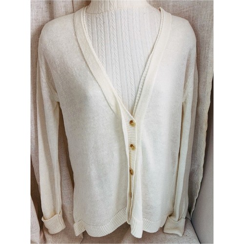 Cream Lightweight V-Neck Button Cardigan
