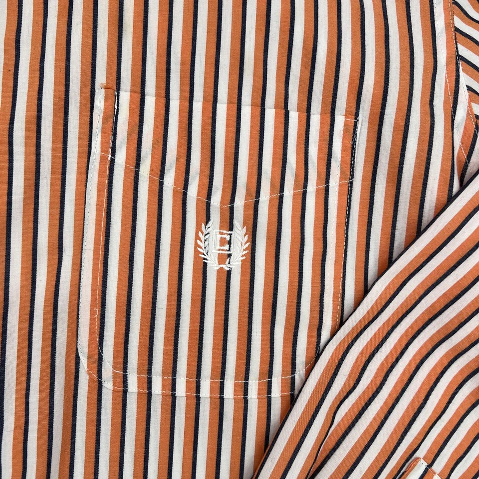 Chaps Button Down Shirt Mens XL Orange White Striped Long Sleeve Preppy Casual - Image 3 of 4