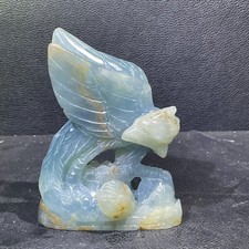 0.85LB 150mm Natural Blue Onyx Eagle Carving Crystal Ornament Quartz Gift