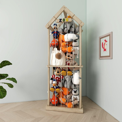 Stuffed Animal Storage Zoo, 60.6'' Tall Solid Pine Toy Storage Organizer, Reinfor